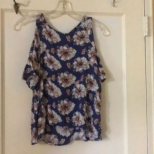 Purple and blue floral blouse